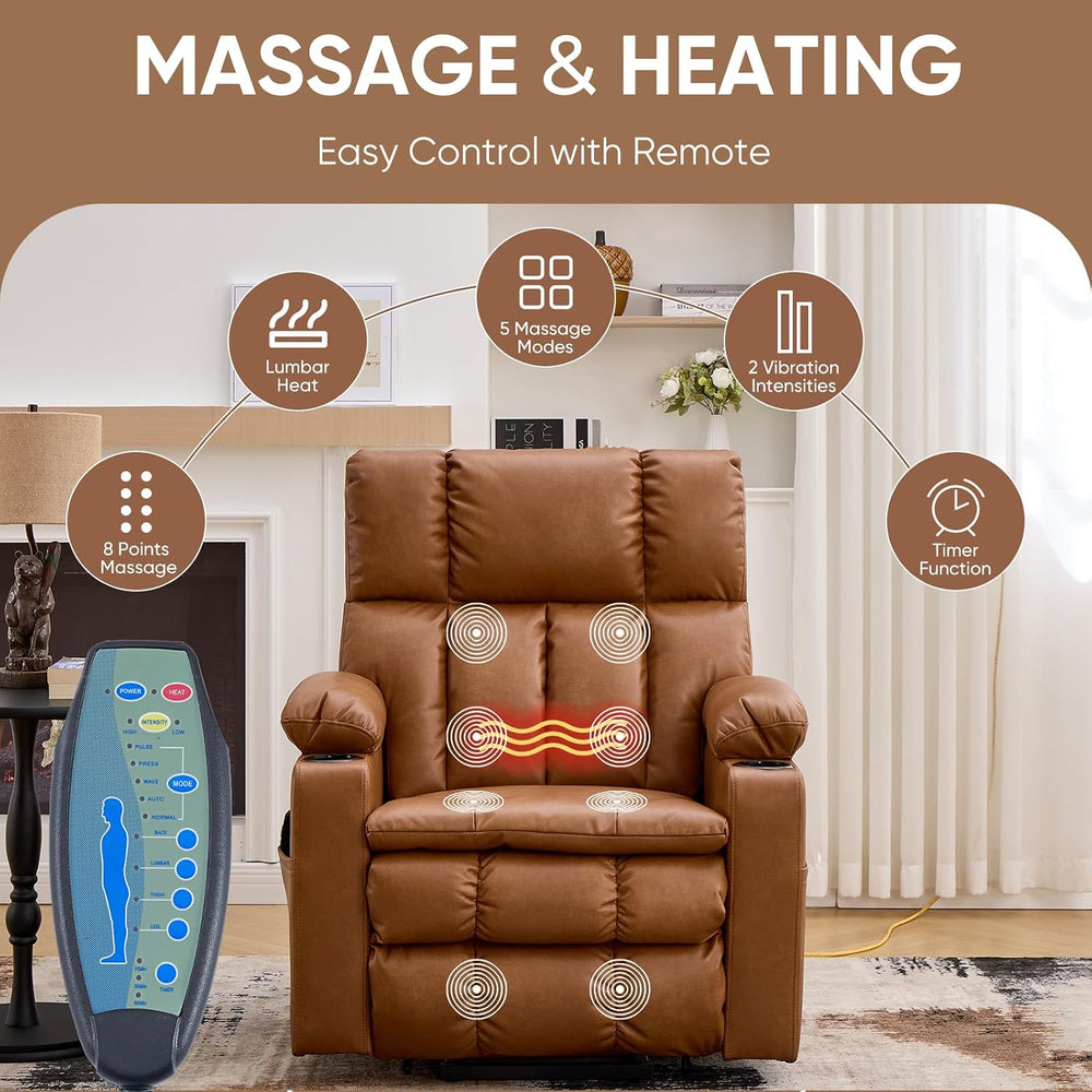 Dual Motor Power Lift Recliner Chair for Elderly with Massage and Heat,Zero G...