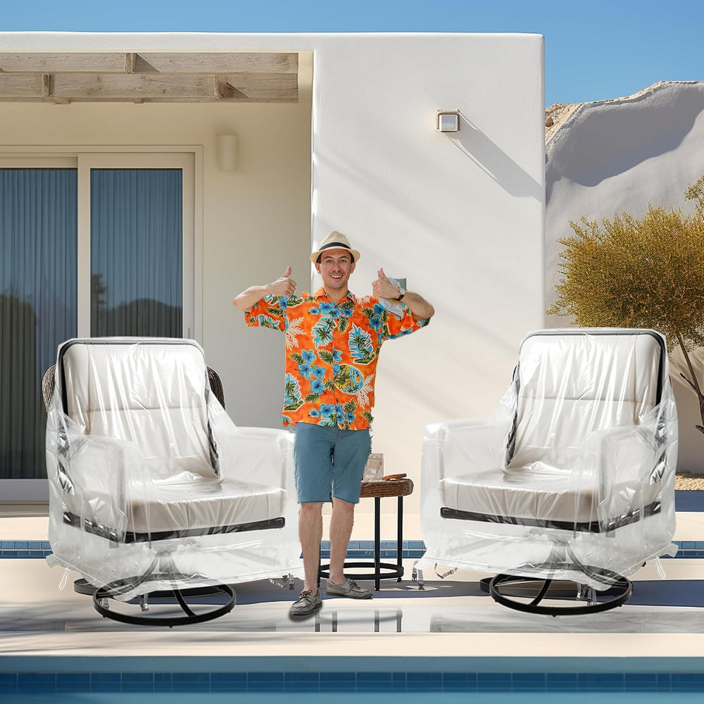 2 Pack Clear PVC Patio Swivel Chair Covers, Waterproof, 33 x 35 x 38.5 In