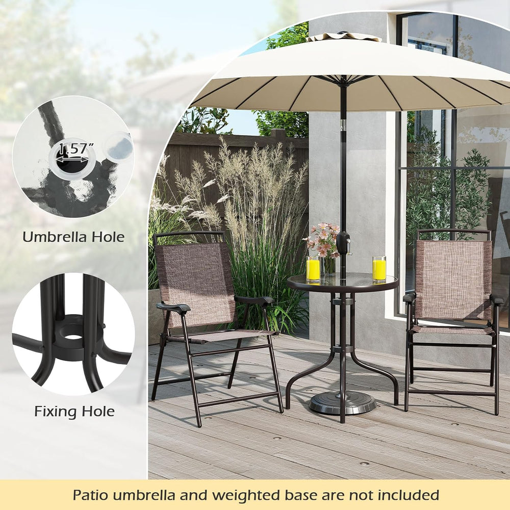 Goplus Bistro Table and Chairs Set of 2, Outdoor 3 Piece Patio Bistro Set wit...
