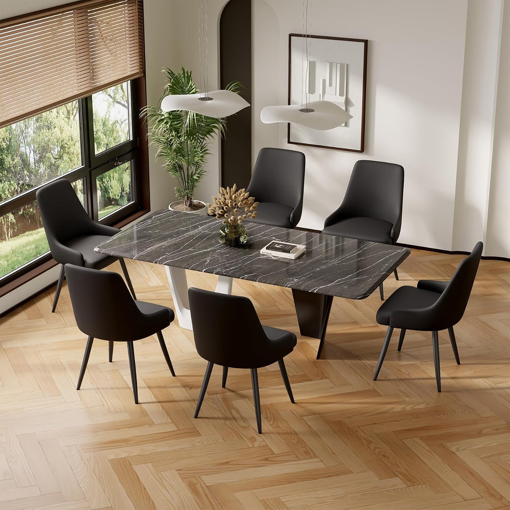 Faux Leather Chairs Set of 4, Waterproof Padded Seat,Black