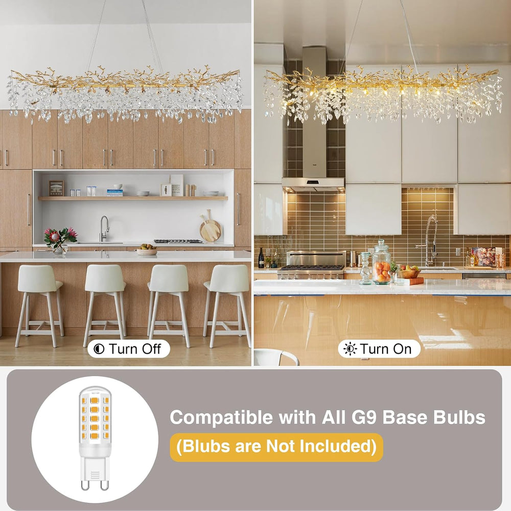 71" Modern Crystal Chandelier, 20-Light Gold Tree Branch Chandelier, Lux...