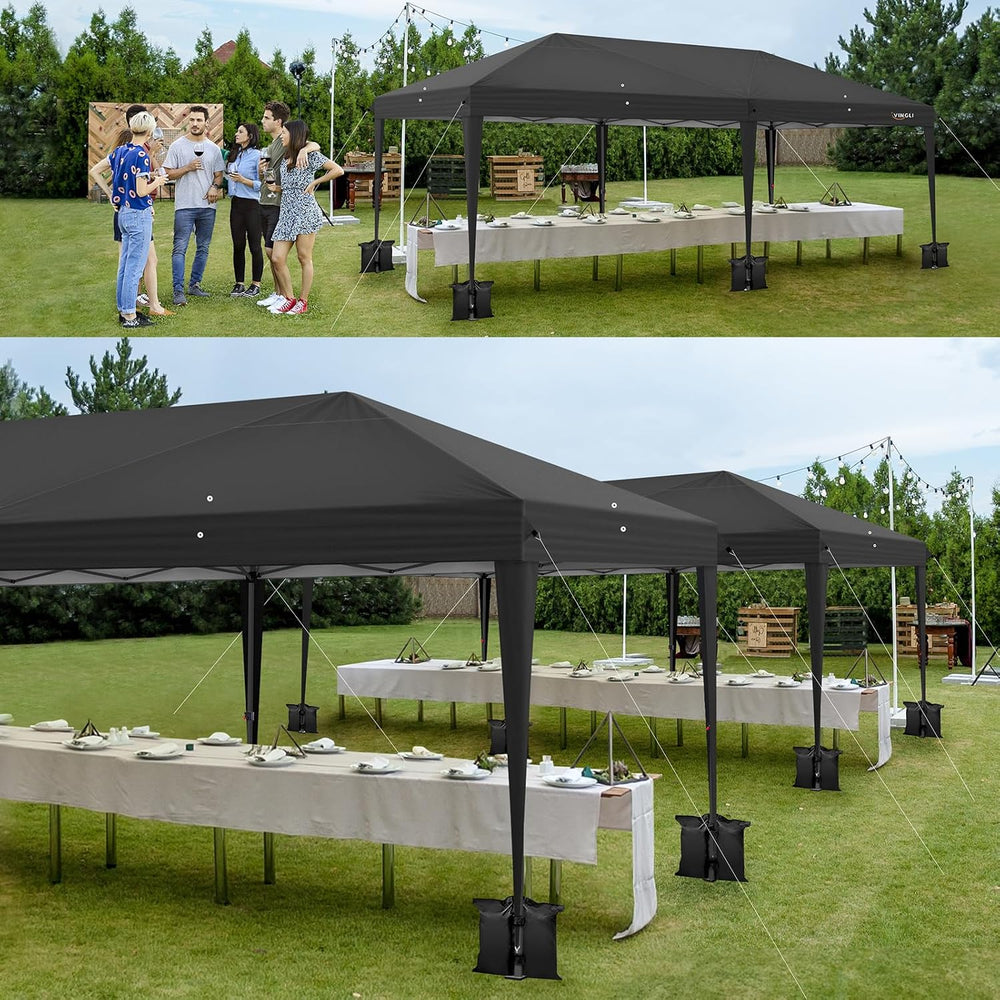 VINGLI 10'x20' Pop Up Canopy Tent with Carry Bag, Portable Instant Pa...