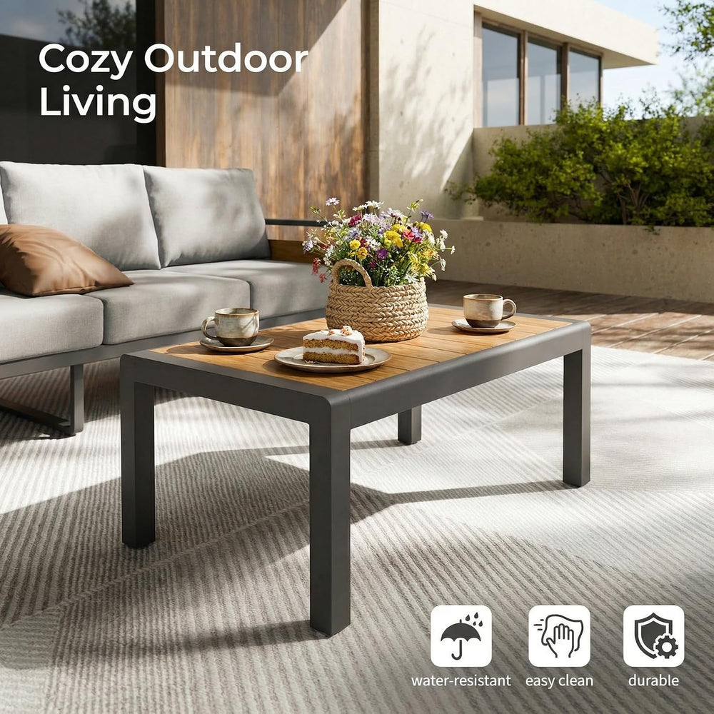 ZANDOR Aluminum Outdoor Patio Furniture Set with Table,4 Seat, Grey