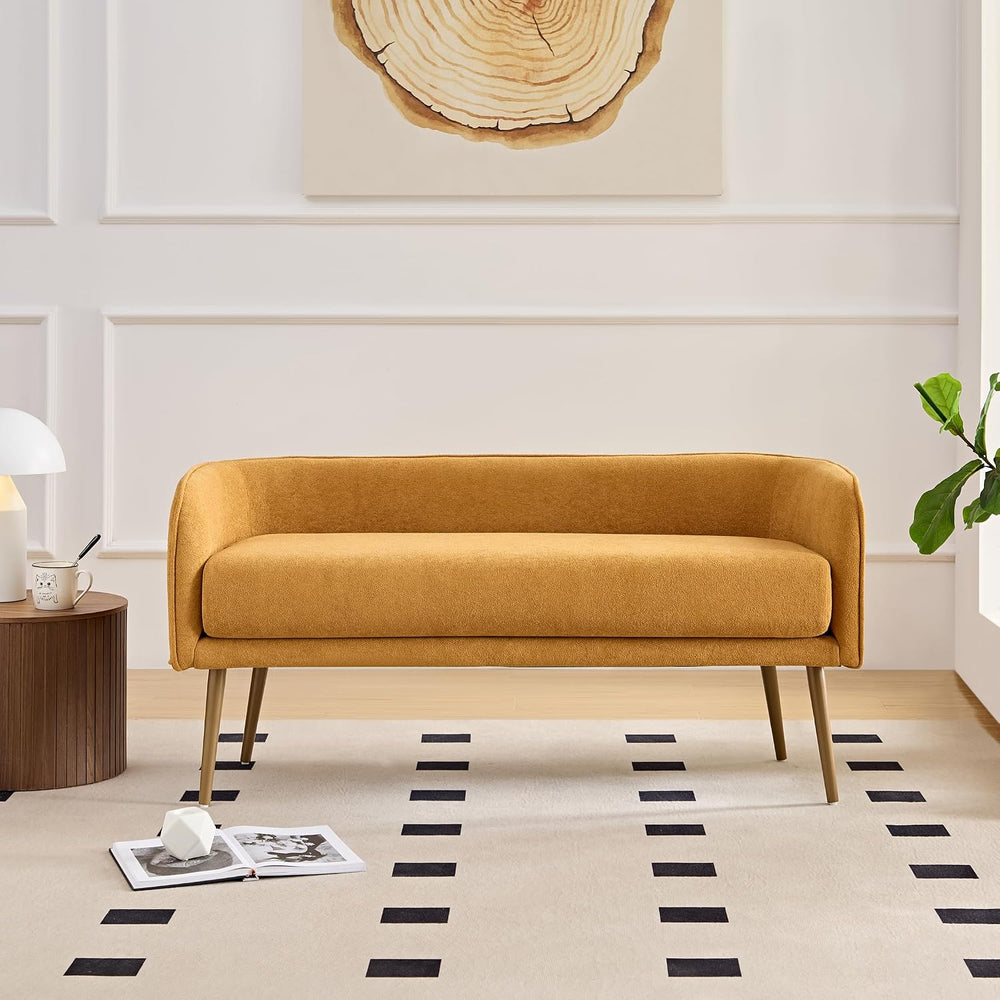 Bedroom Bench with Low Back,Inside Metal Frame, Extra Seat for Living Room,En...