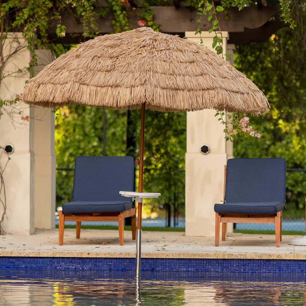 AMMSUN 7.5ft Hula Thatched Tiki Patio Beach Umbrella Hawaiian Style 10 Ribs U...