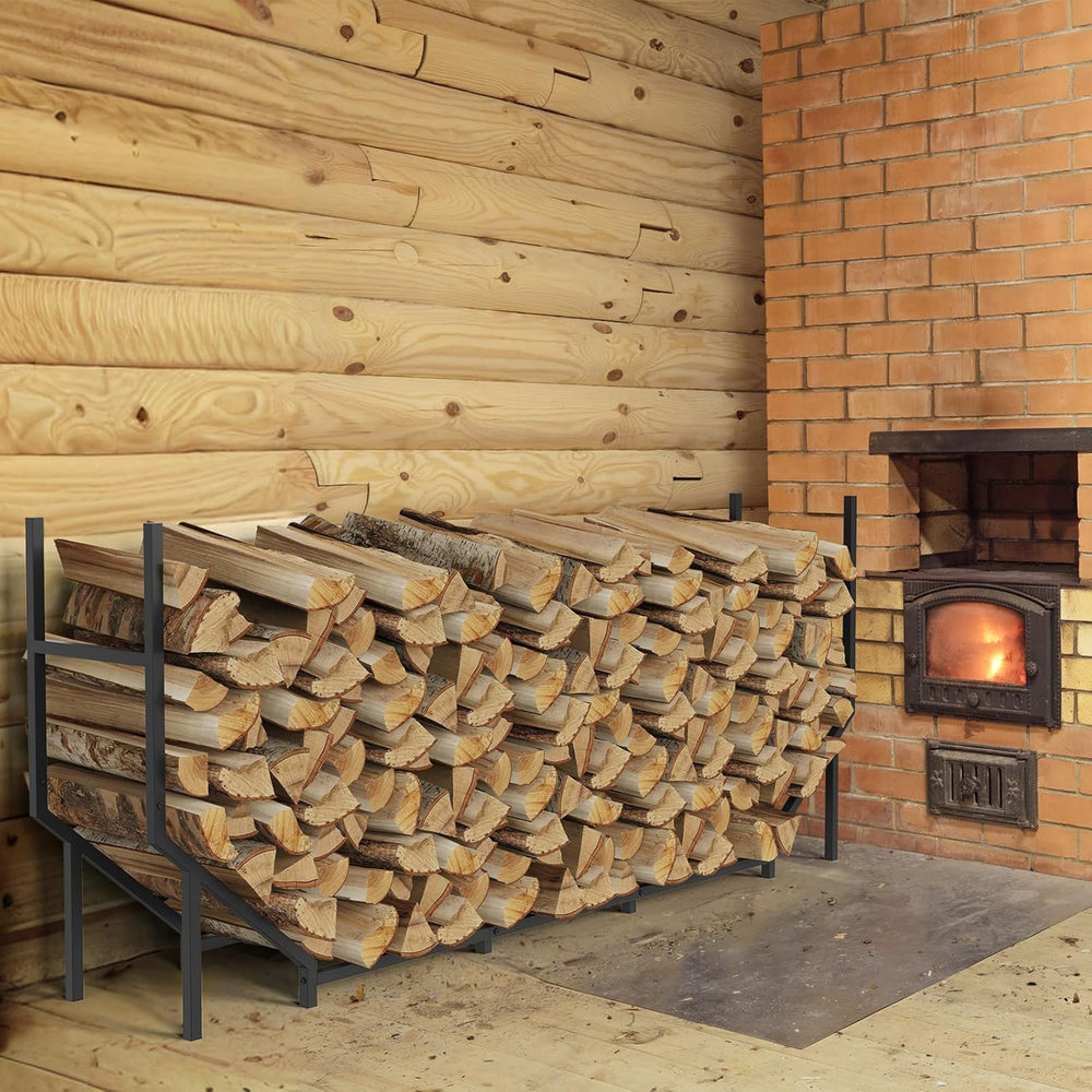 6 ft Firewood Rack Outdoor, Heavy Duty Metal Fire Wood Rack for 880LBS Capaci...
