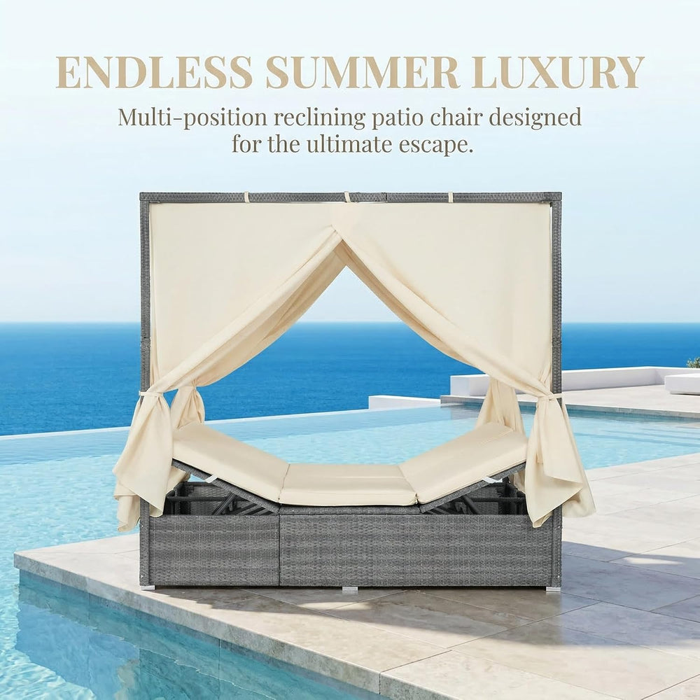 Harper & Bright Designs Adjustable Outdoor Sun Lounger with Canopy,Multi-...