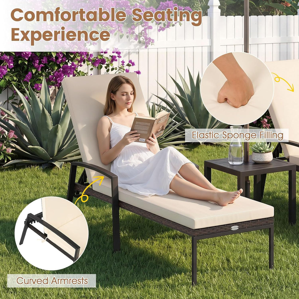 Tangkula Set of 2 Patio Furniture Outdoor Rattan Wicker Lounge Chair Set Adju...