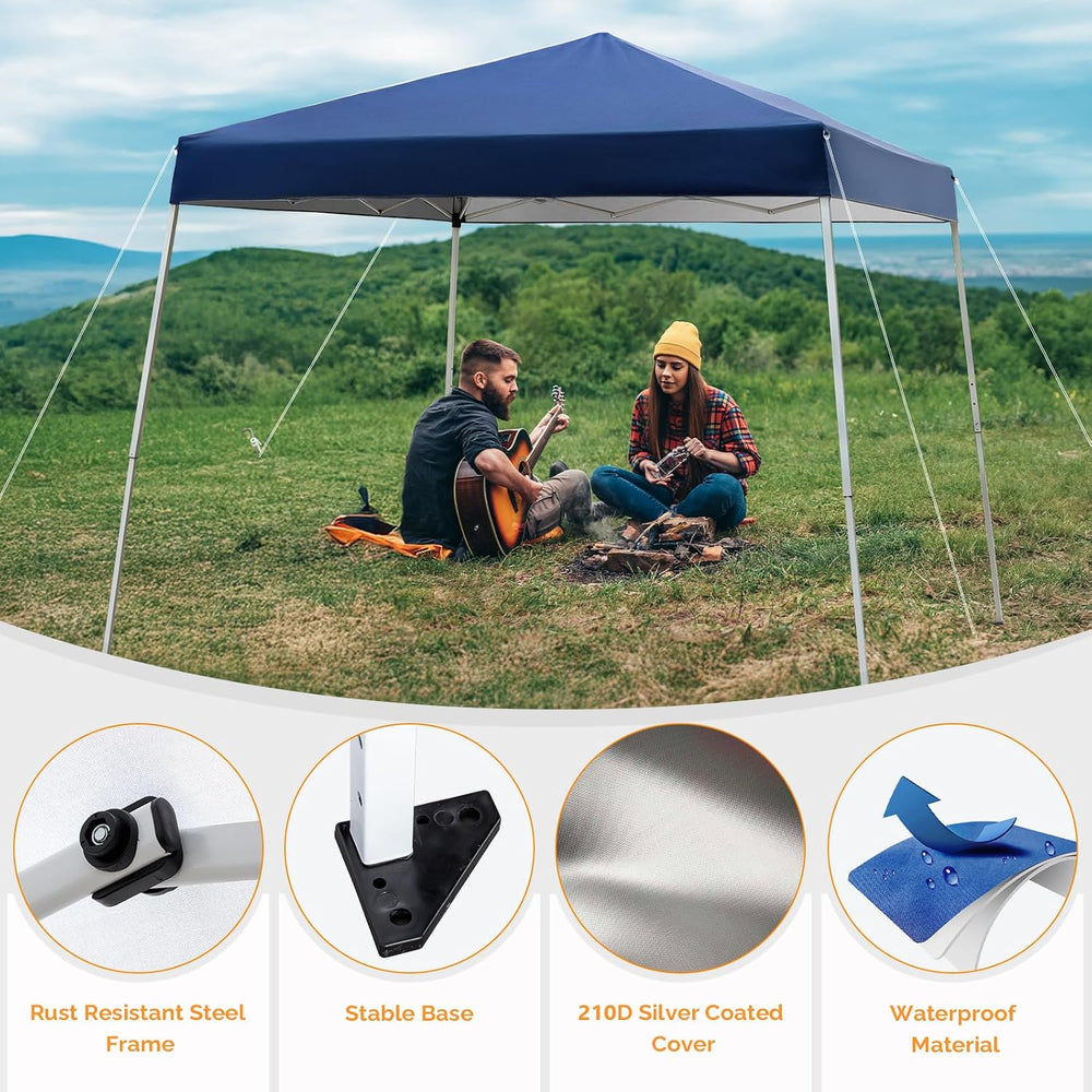 VINGLI 10x10 ft Pop Up Canopy Tent, Easy Up Tent Canopy, Foldable Portable Ca...