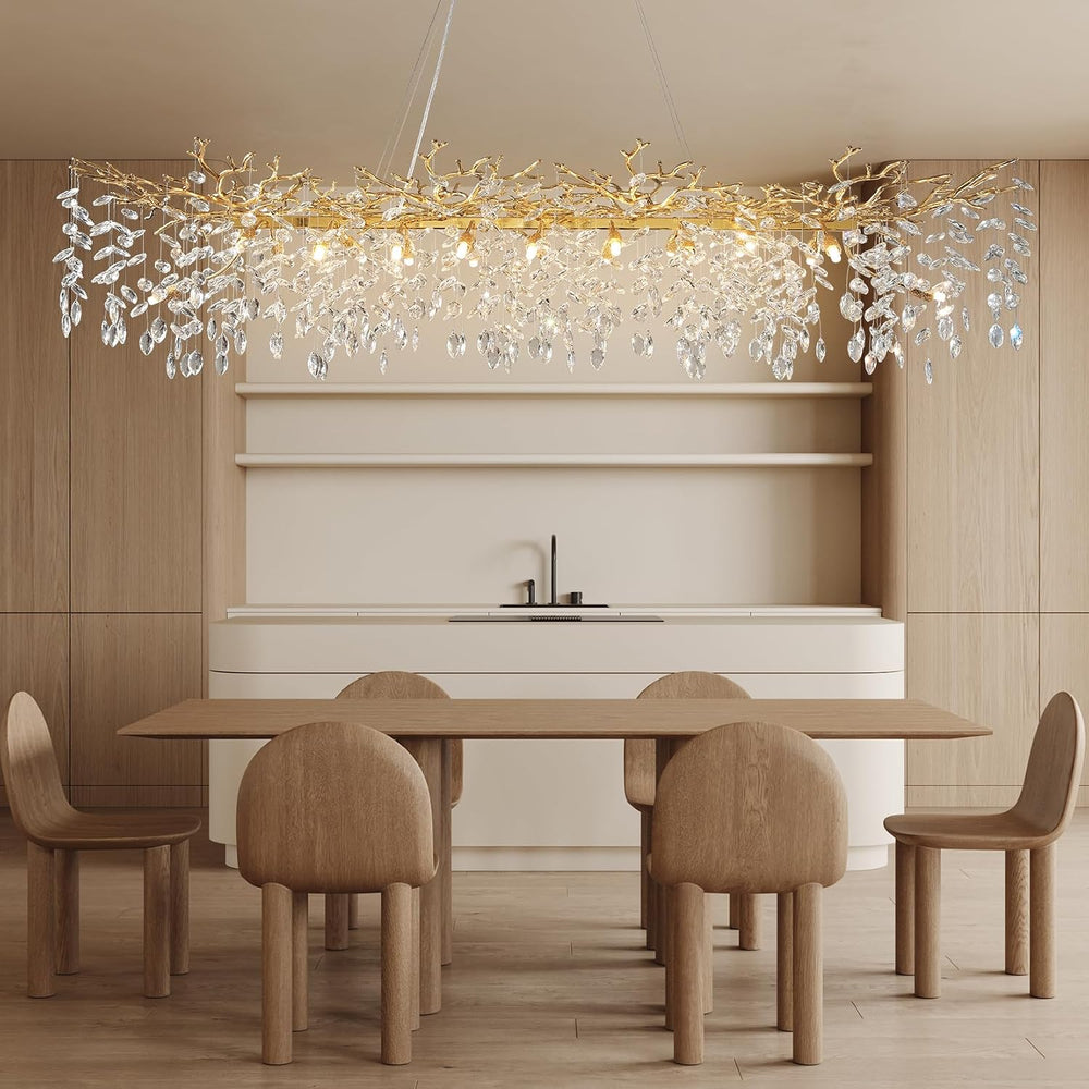 71" Modern Crystal Chandelier, 20-Light Gold Tree Branch Chandelier, Lux...
