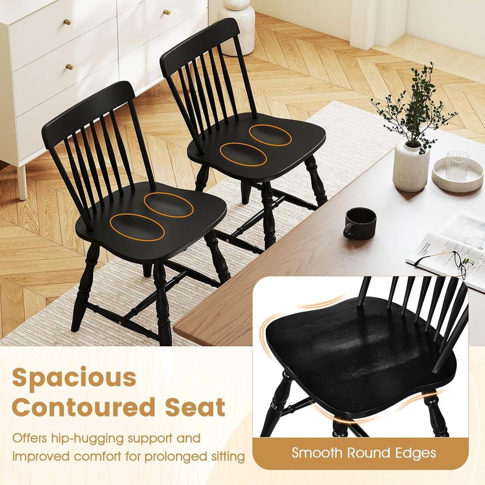 GIANTEX Windsor Dining Chairs Set of 4 w/Curved Spindle Back & Turned Legs