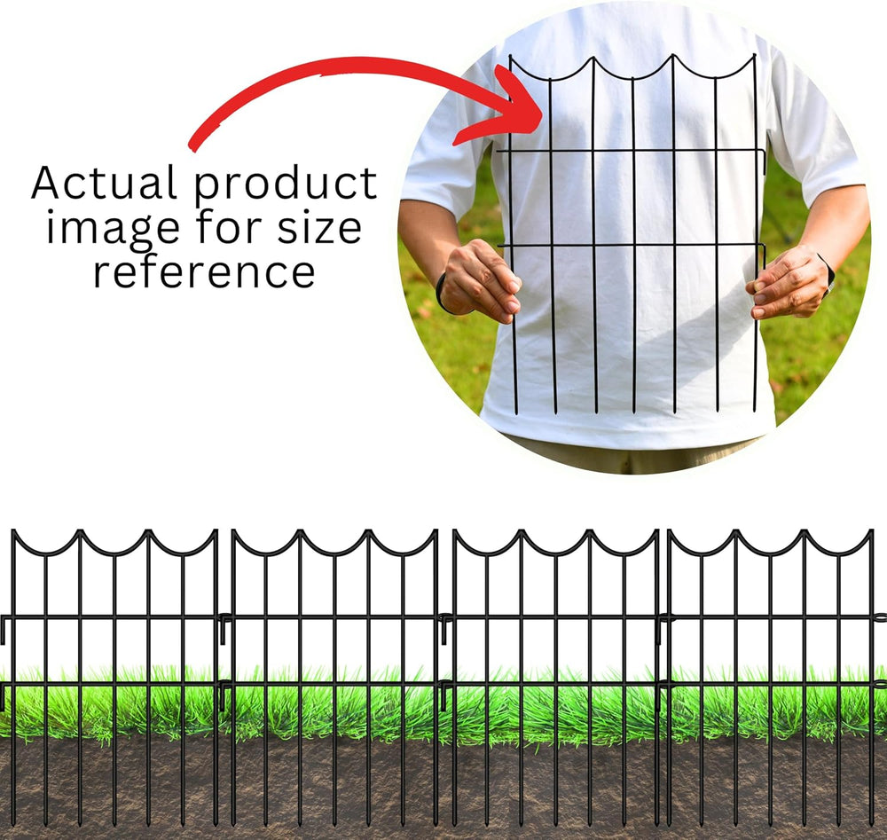 ShopLaLa Decorative Fences (25 Panels) 12in(L) x 16.5in(H) Rustproof Black Me...