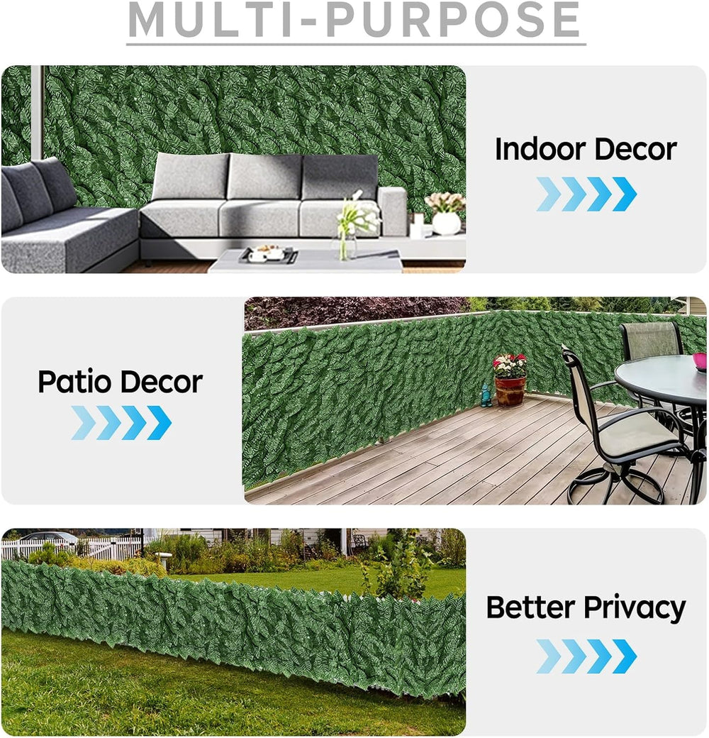 Artificial Ivy Privacy Fence Screen,39.4" X 236" UV-Anti Fake Leave...
