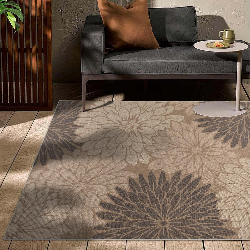Zeeinx 5x7 Easy Jute Outdoor Rug Floral Textured Outdoor Patio Rug