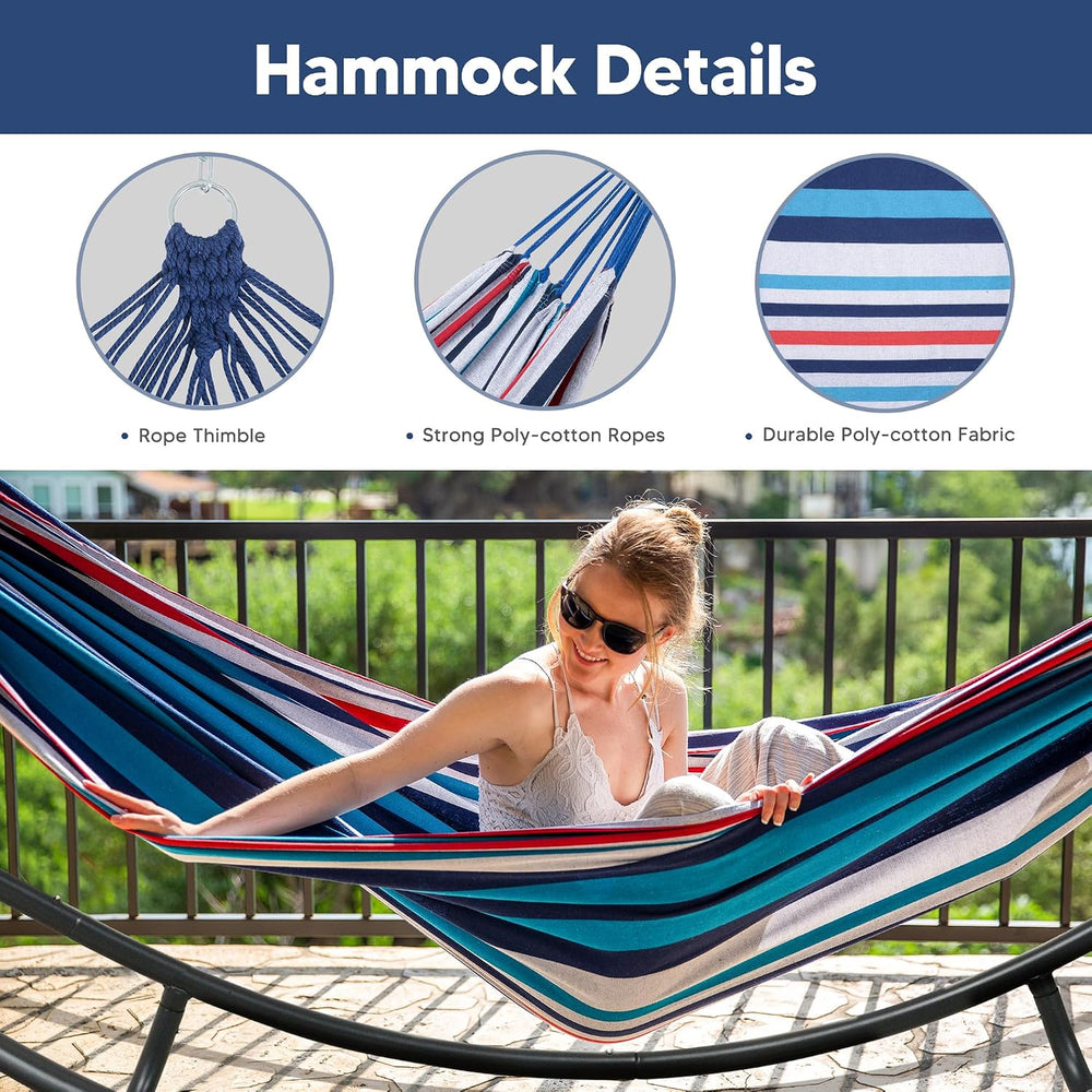 SUNCREAT 2 Person Hammock with Stand, Space Saving Free Standing Hammock with...