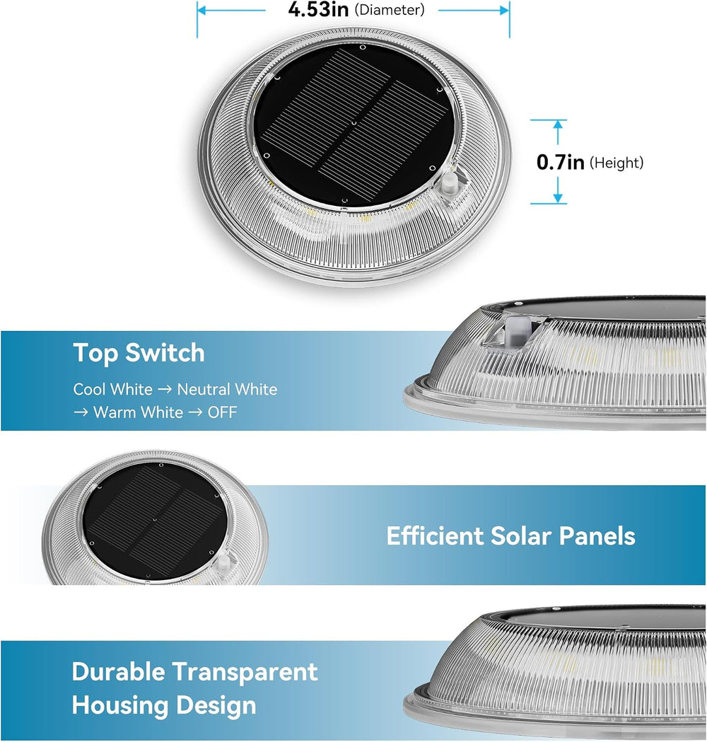 T-SUN Solar Dock Lights Driveway Deck Lights, 3 Color Modes, 6 Packs
