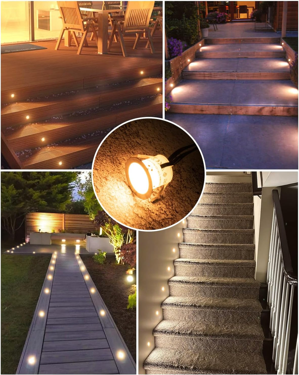 HIBOITEC Recessed LED Deck Light Kits(16Pack), 12V Low Voltage Landscape Ligh...