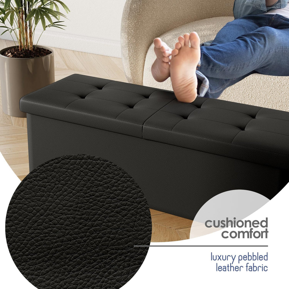 Storage Ottoman Bench with Bins, 43-in Storage Bench for Bedroom End of Bed, ...