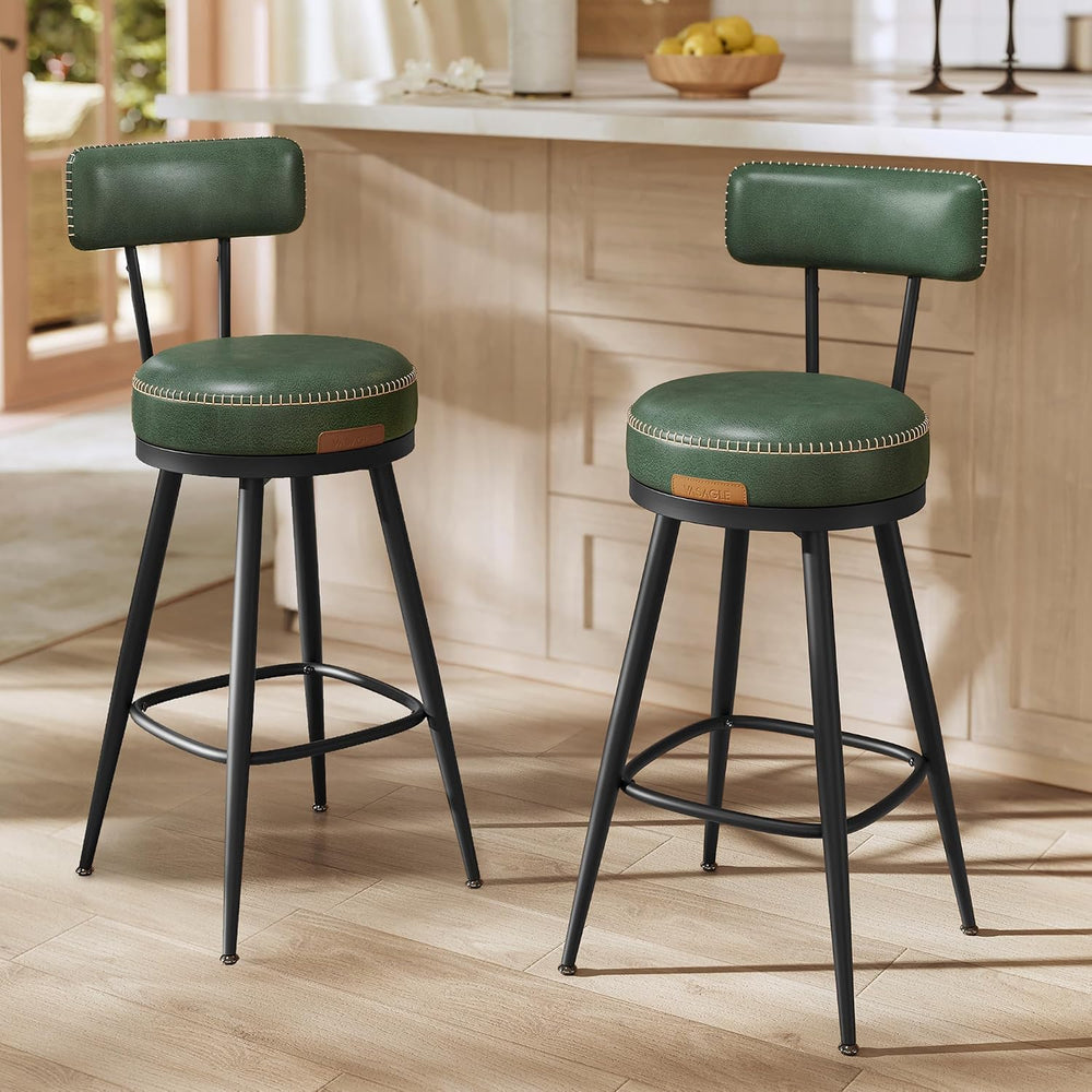 VASAGLE Bar Stools Set of 2, Swivel Counter Height with Back, 25.6-Inch