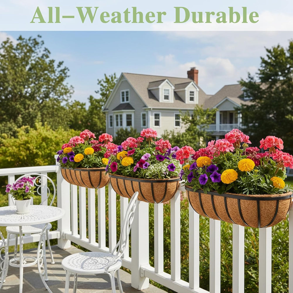 36 Inch Railing Planter Window Box Deck Balcony Rail Planter with Coco Liner ...