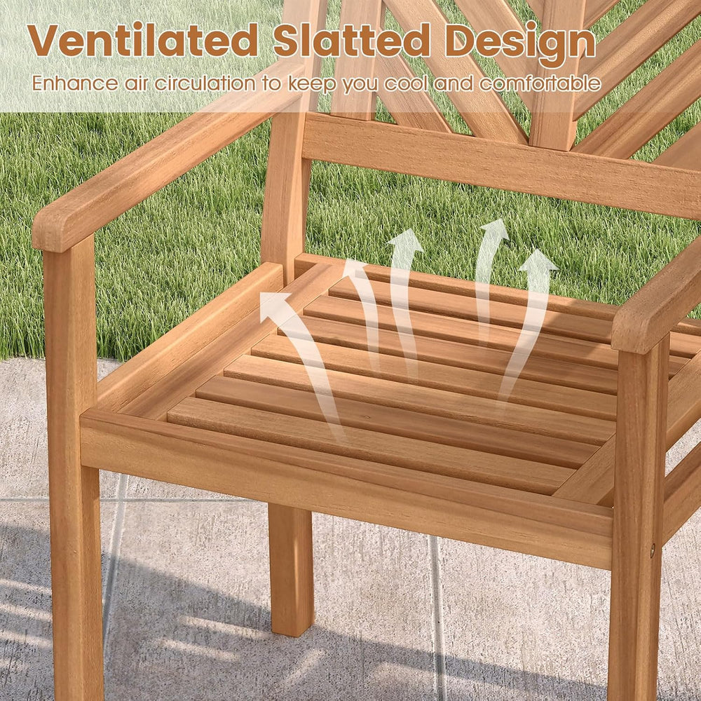 Tangkula Acacia Wood Patio Dining Chairs Set of 2