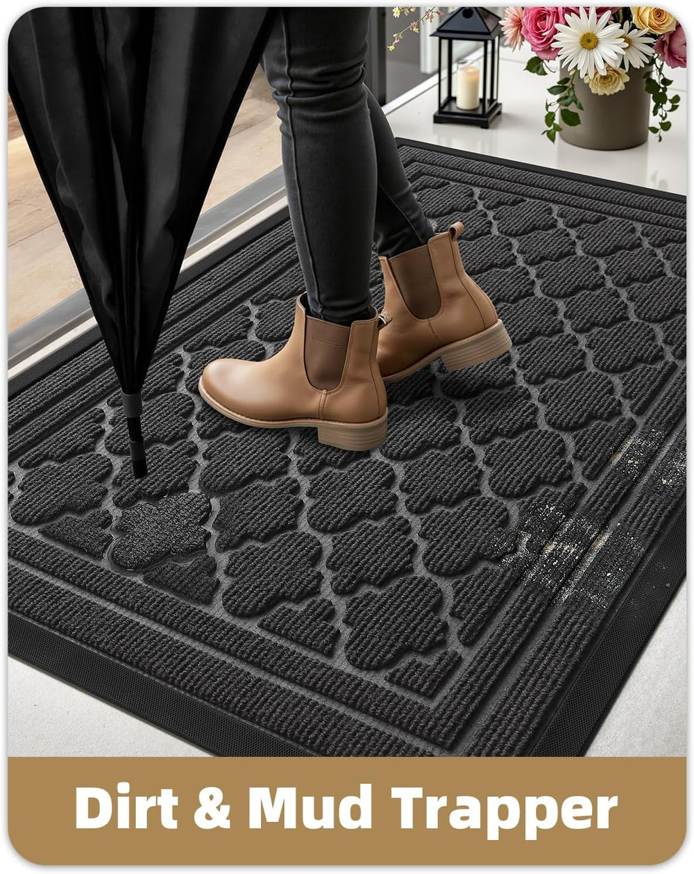 Color&Geometry Front Door Mat Outside Entrance, 24"x48" Heavy D...