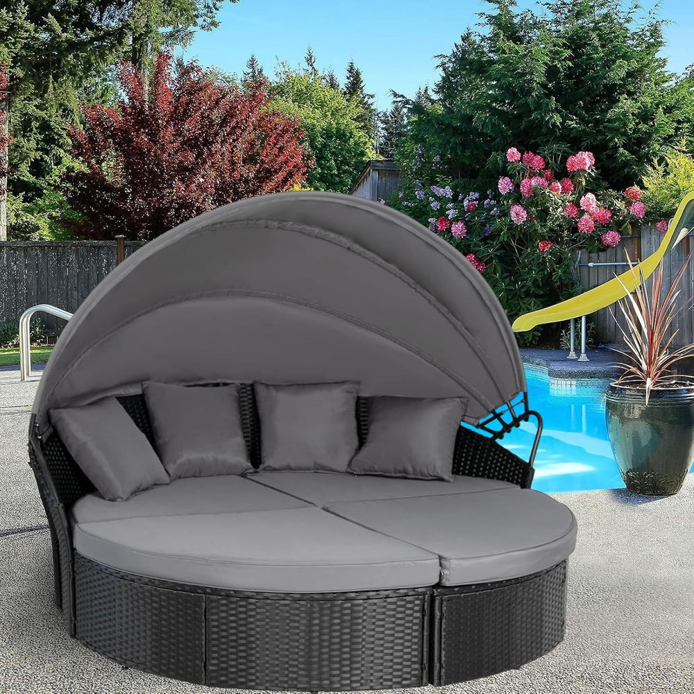 Outdoor 66in Round Daybed Replacement Canopy Cover,Grey