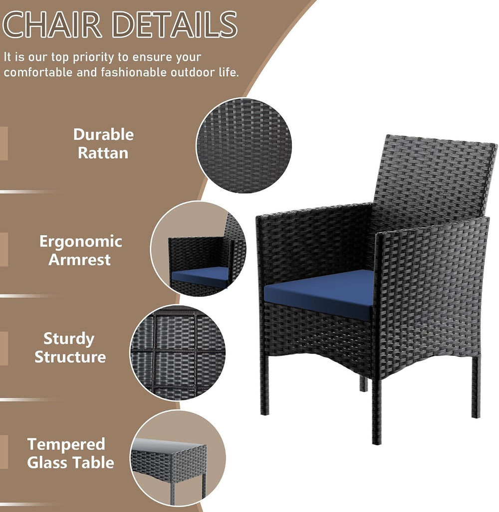 4 Pieces Patio Furniture Set Outdoor Conversation Set Rattan Furniture Set Wi...