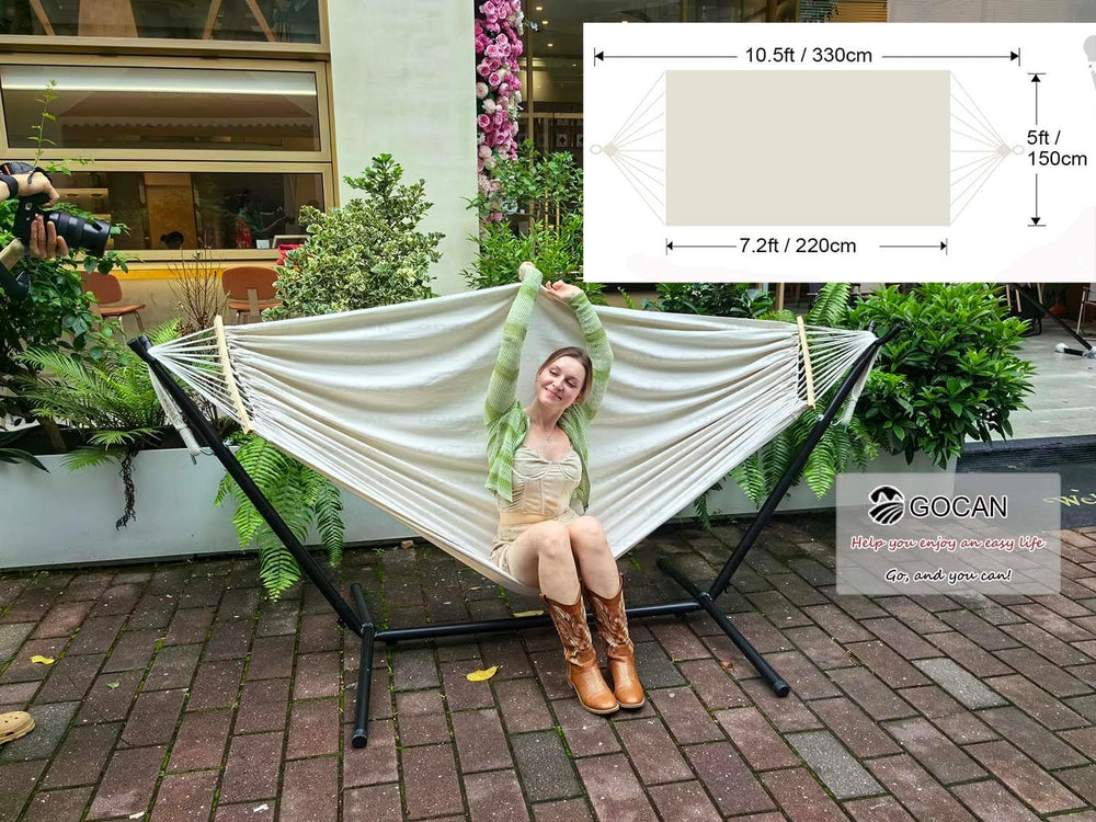 GOCAN Hammock with Beams Large Outdoor Hammocks bedsize 220 x 150cm XXL