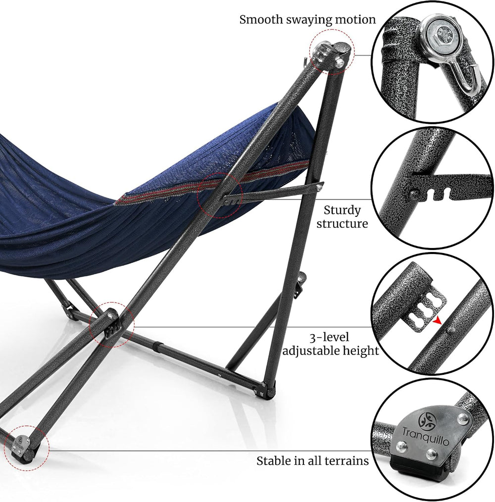 Tranquillo Universal Double Hammock with Stand Included for 2 Persons/Foldabl...