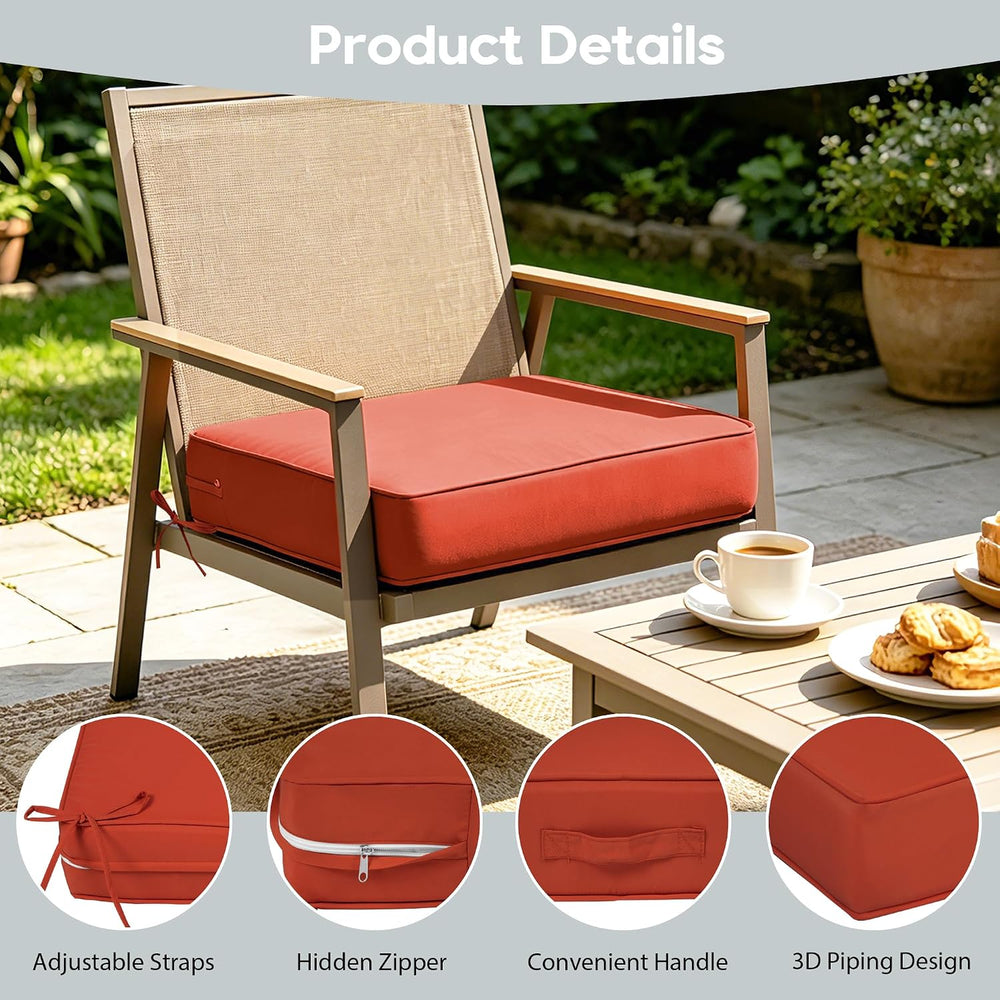 19x19 Outdoor Chair Cushions Set of 4,Furniture Cushion,Brick Red