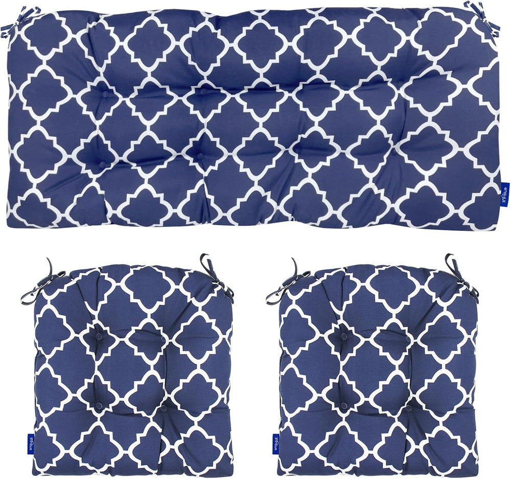 3 Piece Tufted Wicker Cushions for Patio Furniture, Outdoor Wicker Chair Cush...