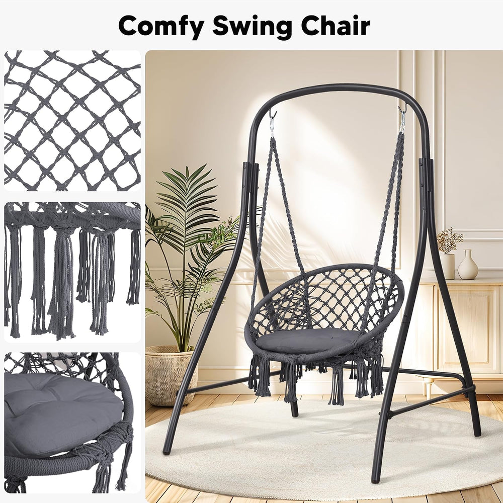 SUNCREAT Hammock Chair with Stand Included, Heavy Duty Hanging Chair with Sta...