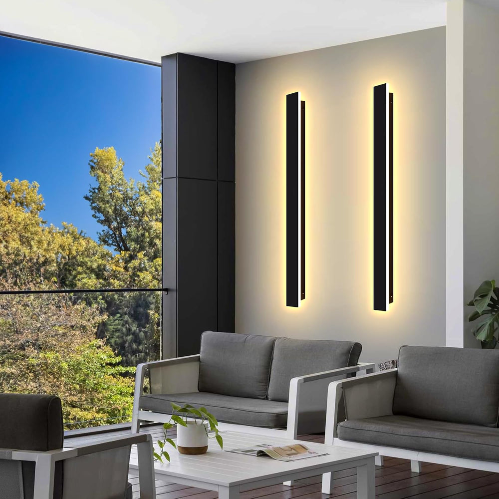 Outdoor Wall Light LED Long Wall Sconce 31.5in Ip65 Waterproof Black Modern O...