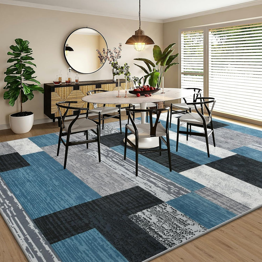 Large Area Rugs, Modern Geometric Patchwork Floor Decor Rockwood Collection