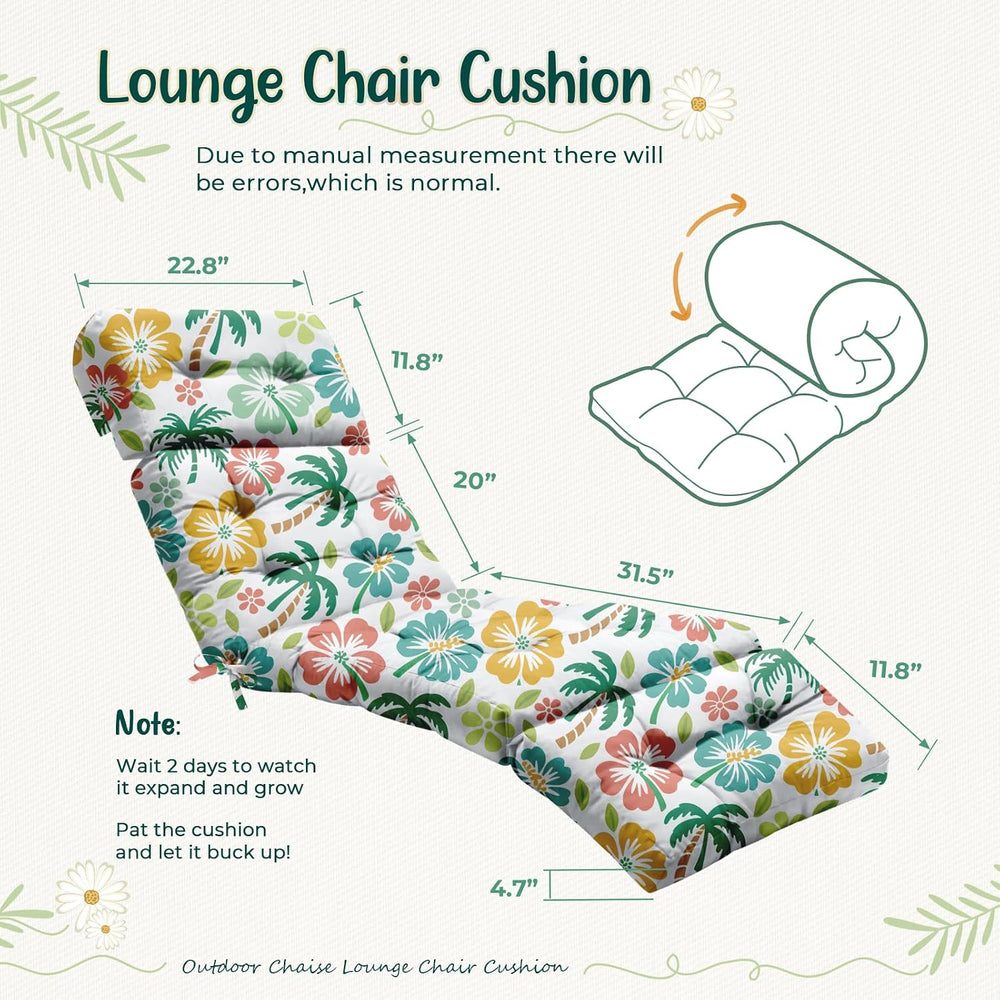Outdoor Lounge Chair Cushions Waterproof 75.1 x 22.8 x 4.7 Green Tree