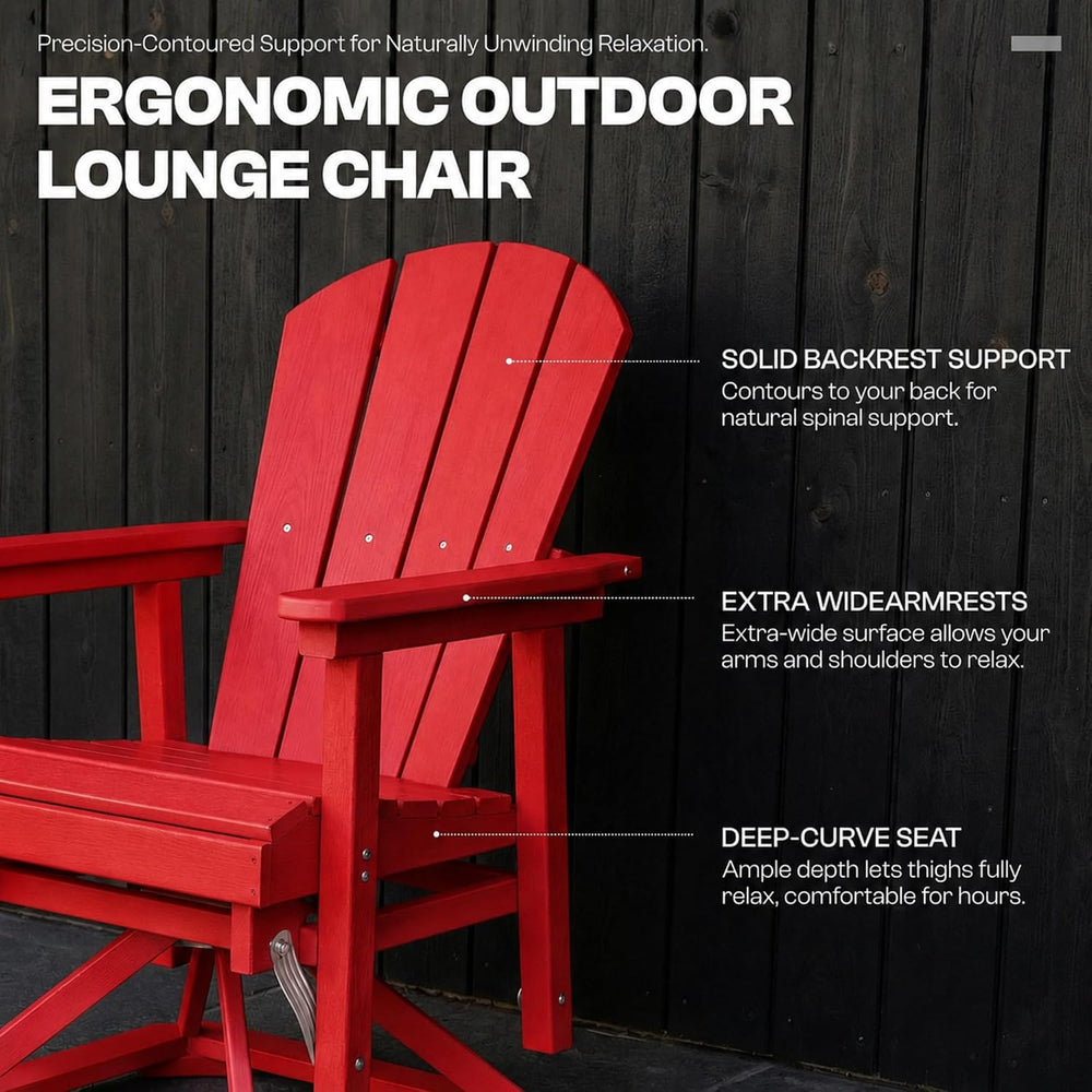 4-Piece Adirondack Swivel Glider Chair Set, Composite HDPE Outdoor Furniture ...