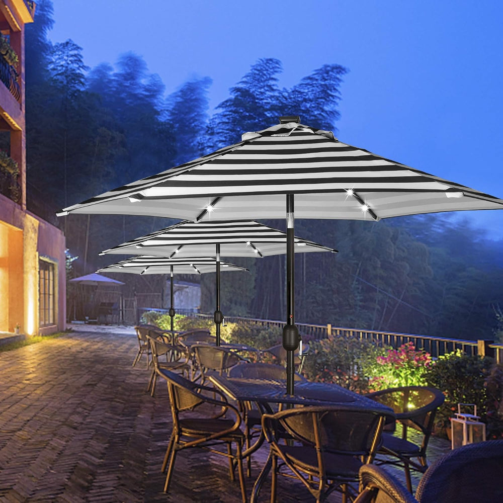 Blissun 7.5 ft Solar Umbrella, 18 LED Lighted Patio Umbrella, Table Market Um...