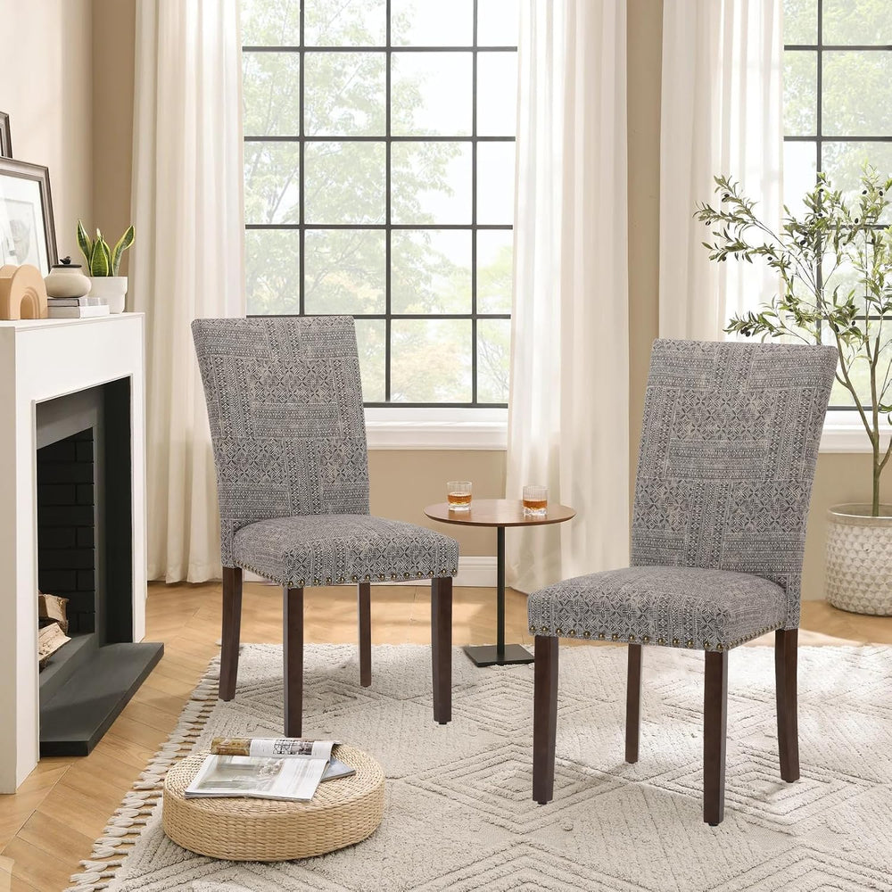 Parsons Dining Chairs Set of 2, Upholstered Nailhead Dining Room Kitchen Side...