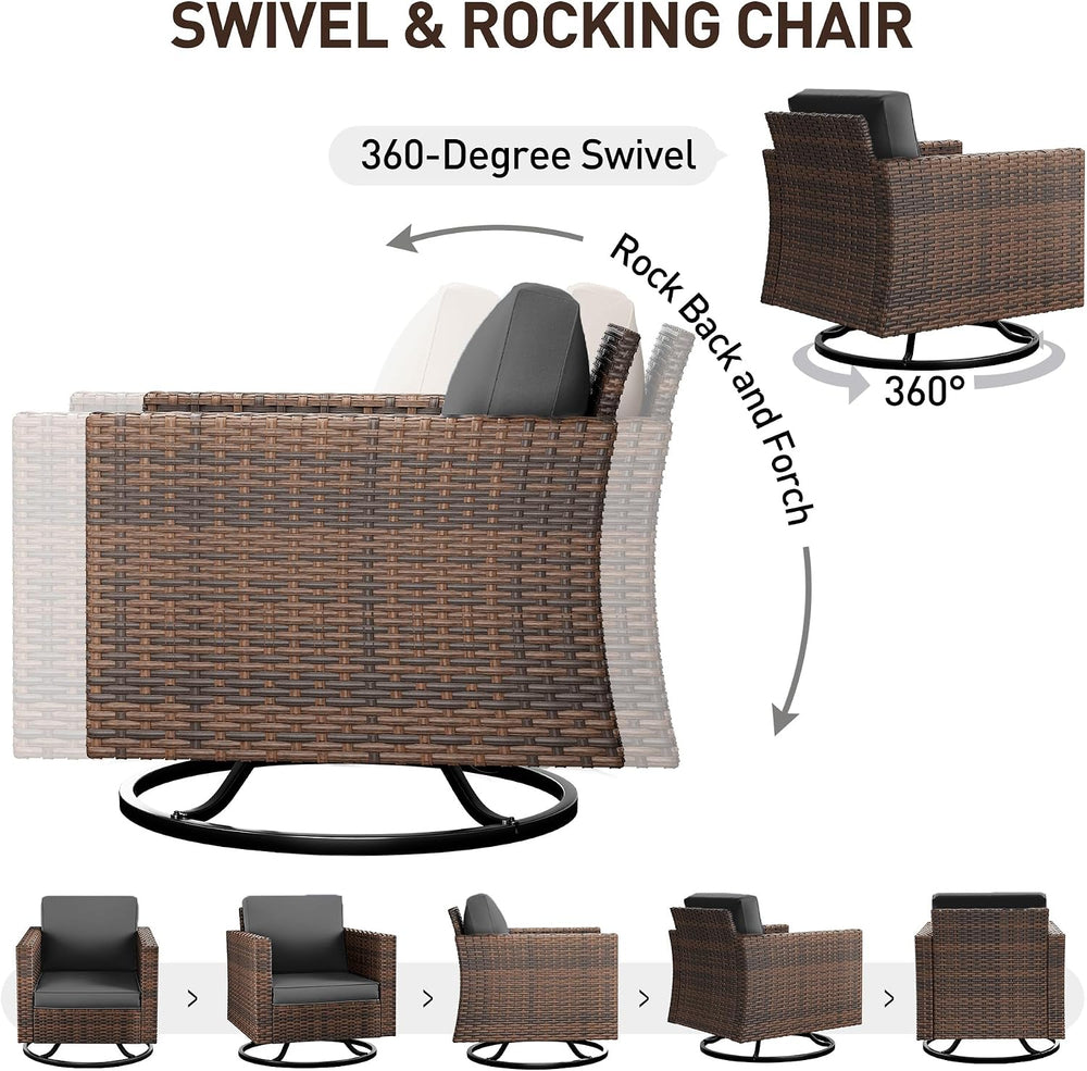 UDPATIO Patio Furniture Set, 5 Pieces Outdoor Conversation Sets with Rocking ...