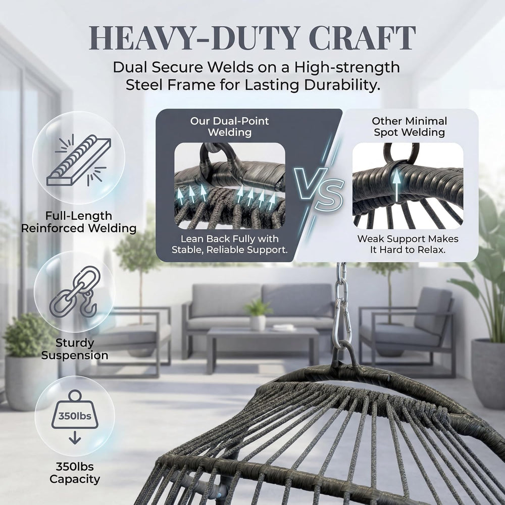 BULEXYARD Outdoor Swing Egg Chair no Stand, Patio Hanging Egg Chair