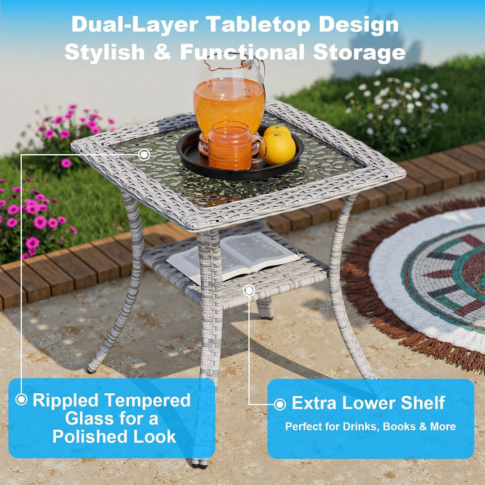 9-Piece Small Patio Furniture Set, Outdoor Swivel Rocking Chairs Set with 55,...