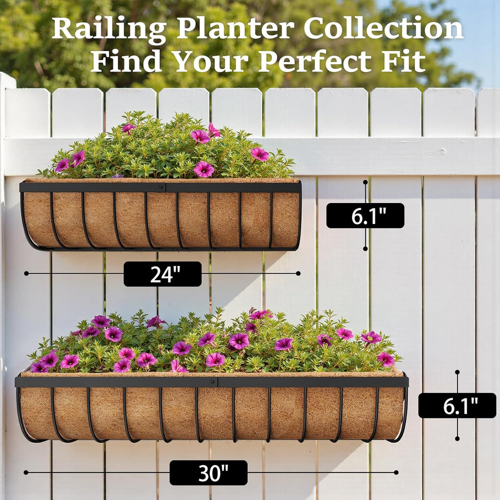 VOXOR Railing Planter Boxes, 24 Inch Window Boxes Planters, Balcony Planters ...