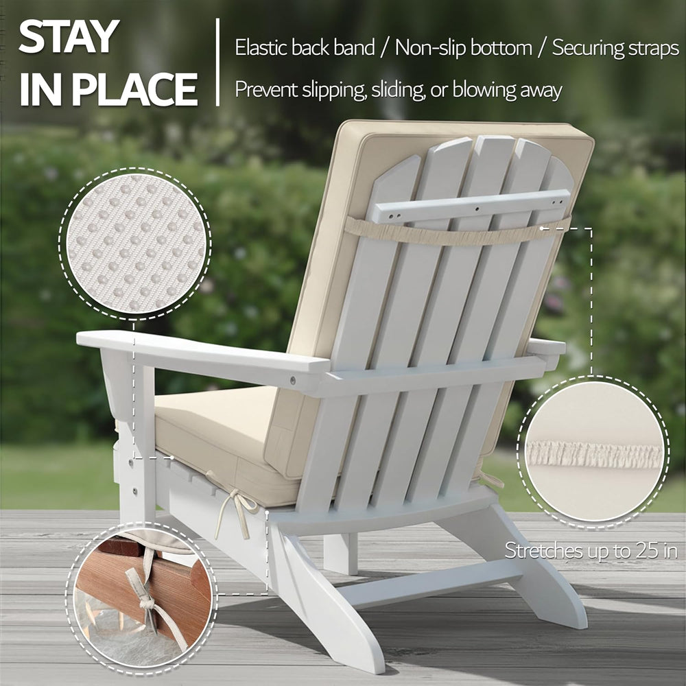Outdoor Adirondack Chair Cushion - Removable Cover, Water-Repellent, Fade-Res...
