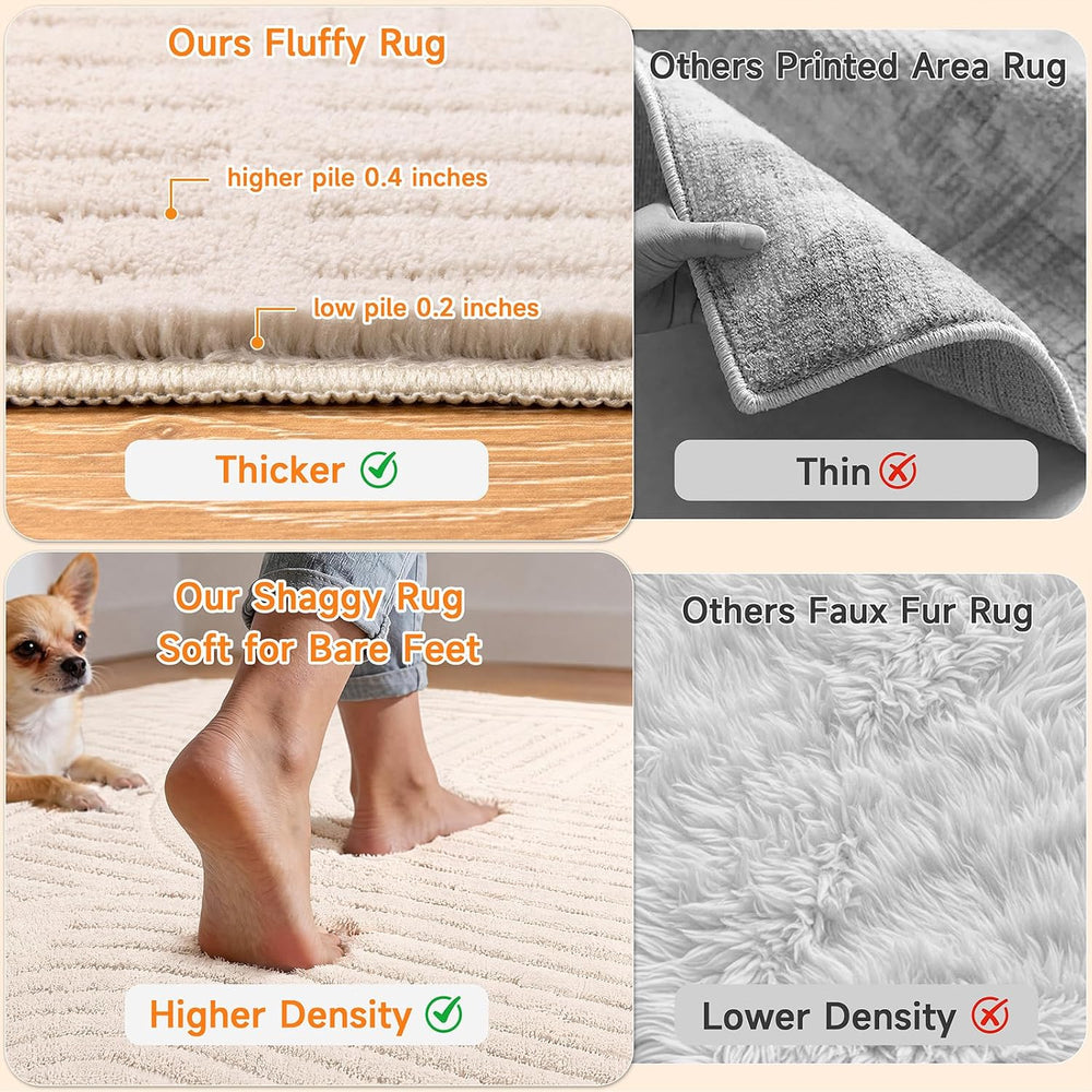 HEBE 5'x7' Area Rugs for Living Room,Washable Non Slip Textured Bedro...