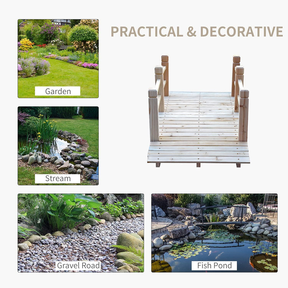 Outsunny Fir Wood Garden Bridge Arc Walkway 60" x 26.5" x 19" ...