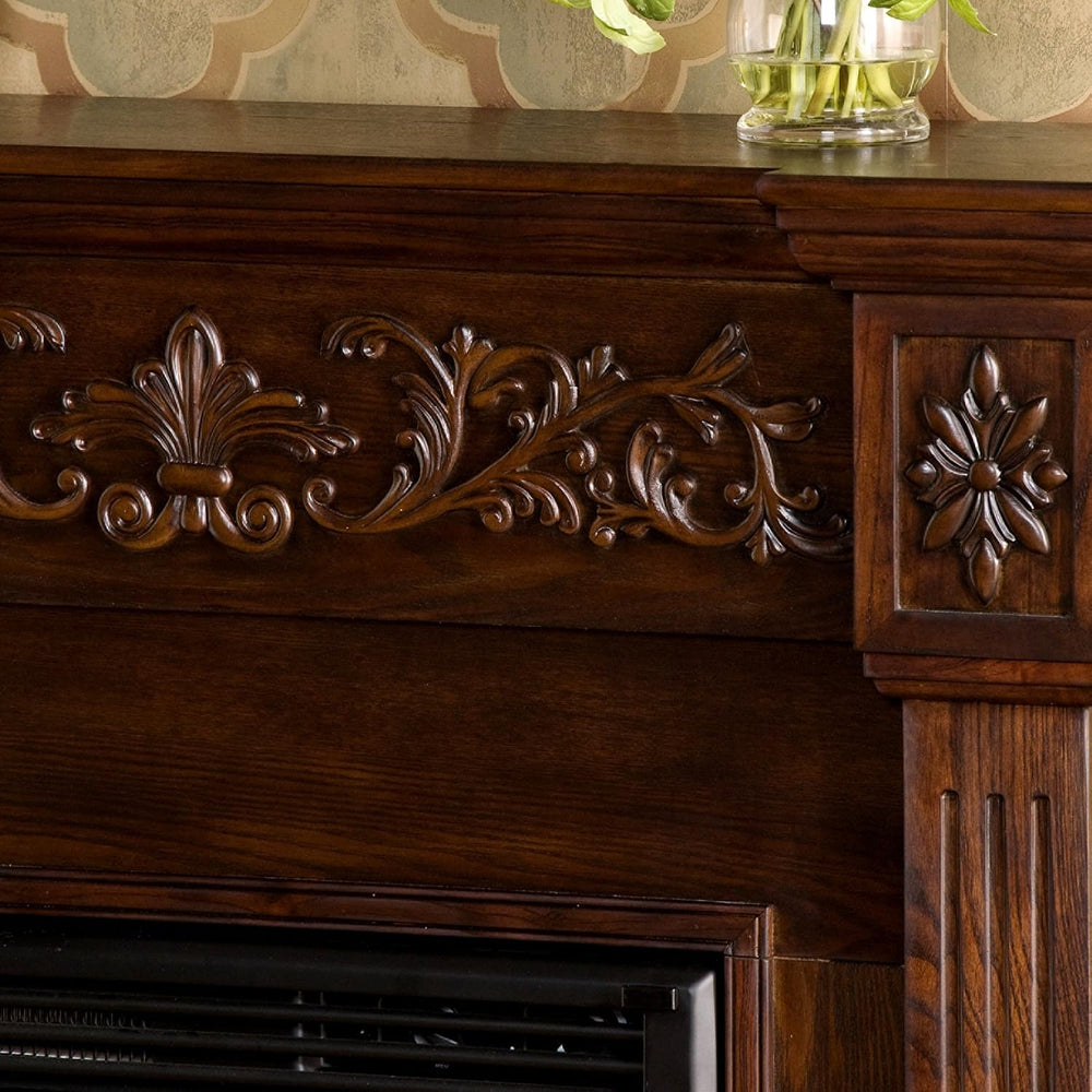 SEI Furniture Southern Enterprises Calvert Carved Electric Fireplace, Espress...