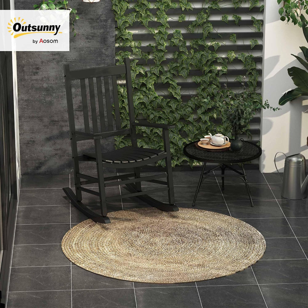 Outsunny Outdoor Rocking Chair High Density Wooden Rockers Black