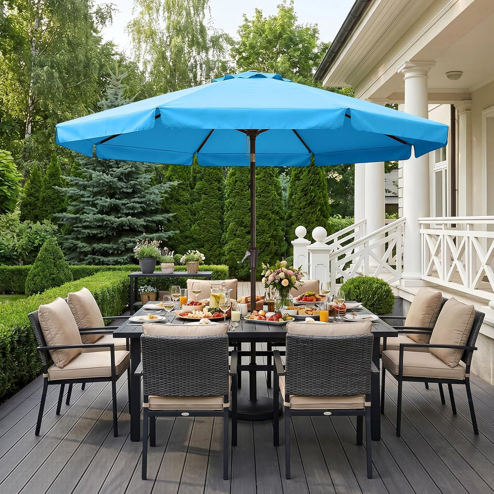 ABCCANOPY 9FT Scalloped Patio Umbrella Table Market Umbrella, Turquoise