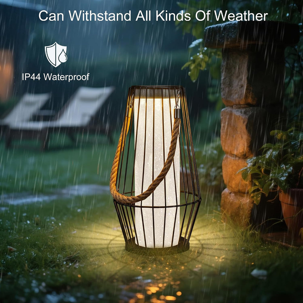 pearlstar Large Solar Lanterns Outdoor Waterproof-Heavy Duty Metal Hanging Li...